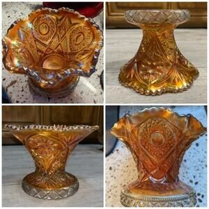 Vintage Imperial Glass Marigold Carnival Glass Ruffled Punch Bowl